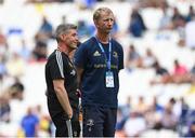 28 May 2022; La Rochelle head coach Ronan O'Gara, left, and Leinster head coach Leo Cullen before the Heineken Champions Cup Final match between Leinster and La Rochelle at Stade Velodrome in Marseille, France. Photo by Harry Murphy/Sportsfile