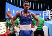 29 May 2022; Gabriel Dossen of Ireland after their Middleweight Semi-Final bout against Salvatore Cavallaro of Italy during the EUBC Elite Men’s European Boxing Championships at Karen Demirchyan Sports and Concerts Complex in Yerevan, Armenia. Photo by Hrach Khachatryan/Sportsfile