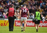 29 May 2022; Damien Comer of Galway leaves the field after picking up an injury during the Connacht GAA Football Senior Championship Final match between Galway and Roscommon at Pearse Stadium in Galway. Photo by Sam Barnes/Sportsfile