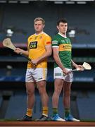 1 June 2022; Eoghan Campbell of Antrim, left, and Eric Leen of Kerry during the Joe McDonagh Cup Final media event at Croke Park in Dublin. Photo by Seb Daly/Sportsfile