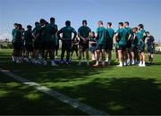 2 June 2022; Manager Stephen Kenny speaks to players during a Republic of Ireland training session at the Yerevan Football Academy in Yerevan, Armenia. Photo by Stephen McCarthy/Sportsfile