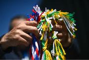 4 June 2022; Coloured bands representing both counties are seen before the Tailteann Cup Quarter-Final match between Offaly and New York at O'Connor Park in Tullamore, Offaly. Photo by David Fitzgerald/Sportsfile