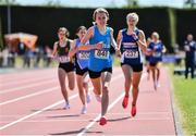 4 June 2022; Emma Bonar of Loreto Letterkenny, Donegal, on her way to winning the junior girls 800m at the Irish Life Health All Ireland Schools Track and Field Championships at Tullamore in Offaly. Photo by Sam Barnes/Sportsfile