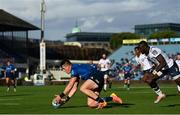 10 June 2022; Dan Sheehan of Leinster collects the ball on his way to scoring his side's first try during the United Rugby Championship Semi-Final match between Leinster and Vodacom Bulls at the RDS Arena in Dublin. Photo by Harry Murphy/Sportsfile