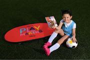 12 June 2022; Mia Giles, age 8, of Kinsealy United U9's at the launch of UEFA Disney Playmakers 2022 at the FAI National Training Centre in Abbotstown, Dublin. Photo by Stephen McCarthy/Sportsfile