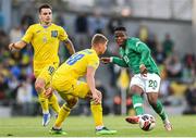 8 June 2022; Chiedozie Ogbene of Republic of Ireland in action against Valeriy Bondar of Ukraine during the UEFA Nations League B group 1 match between Republic of Ireland and Ukraine at Aviva Stadium in Dublin. Photo by Seb Daly/Sportsfile