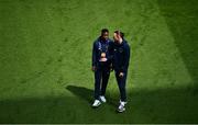 11 June 2022; Chiedozie Ogbene, left, and Will Keane of Republic of Ireland before the UEFA Nations League B group 1 match between Republic of Ireland and Scotland at the Aviva Stadium in Dublin. Photo by Ben McShane/Sportsfile