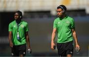 14 June 2022; Tyreik Wright, right, and JJ Koyode of Republic of Ireland before the UEFA European U21 Championship Qualifying group F match between Italy and Republic of Ireland at Stadio Cino e Lillo Del Duca in Ascoli Piceno, Italy. Photo by Eóin Noonan/Sportsfile