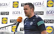 11 June 2022; Donegal manager Maxi Curran is interviewed by TG4 before the TG4 All-Ireland Ladies Football Senior Championship Group D - Round 1 match between Donegal and Waterford at St Brendan's Park in Birr, Offaly. Photo by Sam Barnes/Sportsfile