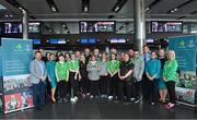 17 June 2022; Special Olympics’ Team Ireland jetted off to Berlin today on Aer Lingus flight EI336 ahead of the 2022 Special Olympics German National Games. Taking place between 19-24 June, these Games will be the largest sporting and humanitarian event in the world and are an important stepping stone towards the 2023 World Summer Games, which will also take place in Berlin. As official airline of Special Olympics Ireland, Aer Lingus ground staff and flight crew were on hand to lend their support and wish Team Ireland well as they embarked on their journey to Berlin. Pictured is are the athletes. Photo by Ramsey Cardy/Sportsfile