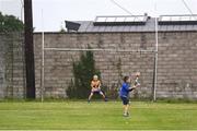 18 June 2022; Clare supporters Barry Skehan, aged 8, goalkeeper, and Seán O'Brien, aged 8, from Broadfield, Co Clare, puck around ahead the GAA Hurling All-Ireland Senior Championship Quarter-Final match between Clare and Wexford at the FBD Semple Stadium in Thurles, Tipperary. Photo by Daire Brennan/Sportsfile