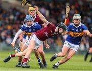 19 June 2022; Sean Murphy of Galway in action against Damien Corbett, left, and Tom Delaney of Tipperary during the Electric Ireland GAA Hurling All-Ireland Minor Championship Semi-Final match between Tipperary and Galway at the LIT Gaelic Grounds in Limerick. Photo by Michael P Ryan/Sportsfile
