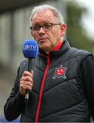 24 June 2022; Dundalk first team manager Dave Mackey is interviewed by LOI TV before the SSE Airtricity League Premier Division match between Shelbourne and Dundalk at Tolka Park in Dublin. Photo by Michael P Ryan/Sportsfile