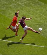 26 June 2022; Cillian McDaid of Galway in action against Stephen Sheridan of Armagh during the GAA Football All-Ireland Senior Championship Quarter-Final match between Armagh and Galway at Croke Park, Dublin. Photo by Daire Brennan/Sportsfile
