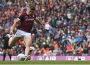 26 June 2022; Shane Walsh of Galway scores the first penalty in the penalty shoot-out of the GAA Football All-Ireland Senior Championship Quarter-Final match between Armagh and Galway at Croke Park, Dublin. Photo by Piaras Ó Mídheach/Sportsfile