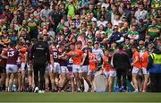 26 June 2022; Players and officials from both sides become embroiled as they make their way to the dressing rooms after full time ended in a draw at the GAA Football All-Ireland Senior Championship Quarter-Final match between Armagh and Galway at Croke Park, Dublin. Photo by Piaras Ó Mídheach/Sportsfile