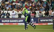 28 June 2022; Paul Stirling of Ireland plays a shot during the LevelUp11 Second Men's T20 International match between Ireland and India at Malahide Cricket Club in Dublin. Photo by Sam Barnes/Sportsfile