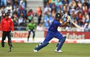 28 June 2022; Sanju Samson of India hits a four during the LevelUp11 Second Men's T20 International match between Ireland and India at Malahide Cricket Club in Dublin. Photo by Sam Barnes/Sportsfile