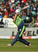 28 June 2022; Lorcan Tucker of Ireland plays a shot during the LevelUp11 Second Men's T20 International match between Ireland and India at Malahide Cricket Club in Dublin. Photo by Sam Barnes/Sportsfile