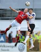 9 August 2013; Lee Murtagh, Shelbourne, in action against Brian Gartland, Dundalk. Airtricity League Premier Division, Shelbourne v Dundalk, Tolka Park, Dublin. Picture credit: Matt Browne / SPORTSFILE