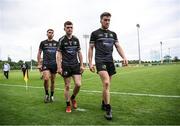 8 July 2022; Dejected Warwickshire players, from right, Deaglan O'Brien, Mikey McAleer and Oisín Coffey after the GAA Football All-Ireland Junior Championship Semi-Final match between New York and Warwickshire at the GAA National Games Development Centre in Abbotstown, Dublin. Photo by Stephen McCarthy/Sportsfile