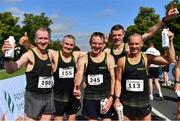 10 July 2022; Runners from Omagh Harriers, Tyrone, from left, Seanie Meyler, Steve Duncan, Derek Somerville, Martin Horan and Peter Neill, after the Irish Runner 10 Mile Sponsored by Sports Travel International, incorporating the AAI National 10 Mile Road Race Championships at the Phoenix Park in Dublin. Photo by Sam Barnes/Sportsfile