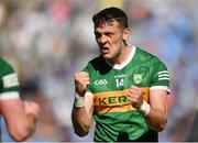 10 July 2022; David Clifford of Kerry celebrates his side's victory after the GAA Football All-Ireland Senior Championship Semi-Final match between Dublin and Kerry at Croke Park in Dublin. Photo by Stephen McCarthy/Sportsfile