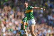 10 July 2022; David Clifford of Kerry celebrates his side's match winning point in the GAA Football All-Ireland Senior Championship Semi-Final match between Dublin and Kerry at Croke Park in Dublin. Photo by Ramsey Cardy/Sportsfile