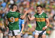 10 July 2022; David Clifford, right, and Diarmuid O'Connor of Kerry celebrate after the GAA Football All-Ireland Senior Championship Semi-Final match between Dublin and Kerry at Croke Park in Dublin. Photo by Stephen McCarthy/Sportsfile