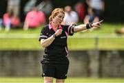 10 July 2022; Referee Lorraine O'Sullivan during the TG4 All-Ireland Ladies Football Junior Championship Semi-Final match between Antrim and Carlow at Lann Léire GAA club in Dunleer, Louth. Photo by Oliver McVeigh/Sportsfile