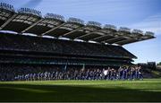 10 July 2022; The Artane School of Music lead the pre-match parade before the GAA Football All-Ireland Senior Championship Semi-Final match between Dublin and Kerry at Croke Park in Dublin. Photo by Stephen McCarthy/Sportsfile