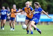 10 July 2022; Mo Nerney of Laois shoots to score her side's second goal during the TG4 All-Ireland Ladies Football Intermediate Championship Semi-Final match between Clare and Laois at St Brigid’s GAA club in Kiltoom, Roscommon. Photo by David Fitzgerald/Sportsfile