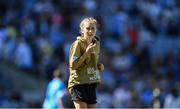 10 July 2022; Referee Lucie Cawley, St. John's N.S., Ballisodare, Sligo, during the INTO Cumann na mBunscol GAA Respect Exhibition Go Games at the GAA Football All-Ireland Senior Championship Semi-Final match between Dublin and Kerry at Croke Park in Dublin. Photo by Stephen McCarthy/Sportsfile