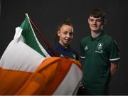 13 July 2022; Sam Coleman, cycling, and Bethany McCauley, Judo, have been named as the flagbearers for Team Ireland in the Opening Ceremony of the European Youth Olympic Festival in Banska Bystrica, Slovakia. The Flagbearer Announcement is in association with Permanent TSB, the official sponsor of Team Ireland. Photo by Eóin Noonan/Sportsfile