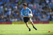 10 July 2022; Dara Waldron, St. Cynoc's N.S., Athlone Road, Ferbane, Offaly, representing Dublin, during the INTO Cumann na mBunscol GAA Respect Exhibition Go Games at the GAA Football All-Ireland Senior Championship Semi-Final match between Dublin and Kerry at Croke Park in Dublin. Photo by Ramsey Cardy/Sportsfile