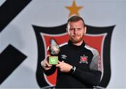 14 July 2022; Mark Connolly of Dundalk receives the SSE Airtricity / SWI Player of the Month for June 2022 at Oriel Park in Dundalk, Louth. Photo by Ben McShane/Sportsfile