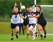 8 July 2022; Luke Rabone of Warwickshire in action against Peter Cronin of New York during the GAA Football All-Ireland Junior Championship Semi-Final match between New York and Warwickshire at the GAA National Games Development Centre in Abbotstown, Dublin. Photo by Stephen McCarthy/Sportsfile