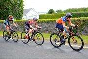 14 July 2022; Alex Franks, Team Foremost, leads breakaway companions Sam Moloney, Tarrant Skoda, and Alfie Salmon, Lee Valley Youth Club, during stage three of the Eurocycles Eurobaby Junior Tour 2022 in Clare. Photo by Stephen McMahon/Sportsfile