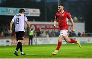 14 July 2022; Aidan Keena of Sligo Rovers celebrates following the penalty shootout after the UEFA Europa Conference League 2022/23 First Qualifying Round Second Leg match between Sligo Rovers and Bala Town at The Showgrounds in Sligo. Photo by Stephen McCarthy/Sportsfile