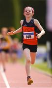 16 July 2022; Ciara Moore of Star of the Laune AC, Kerry, on her way to winning in the 600m event during in the Irish Life Health Juvenile B Championships & Relays in Tullamore, Offaly. Photo by Eóin Noonan/Sportsfile