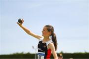 16 July 2022; Freya Gormley of Shercock AC, Cavan, competing in the Shotput event during in the Irish Life Health Juvenile B Championships & Relays in Tullamore, Offaly. Photo by Eóin Noonan/Sportsfile