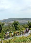 16 July 2022; A general view of the peloton on the category one ascent of Corkscrew Hill during stage five of the Eurocycles Eurobaby Junior Tour 2022 in Clare. Photo by Stephen McMahon/Sportsfile