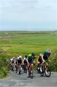 16 July 2022; A general view of the peloton on the category one ascent of Castle Hill during stage five of the Eurocycles Eurobaby Junior Tour 2022 in Clare. Photo by Stephen McMahon/Sportsfile