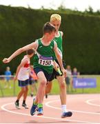 16 July 2022; The Castlebar AC team competing in the 400m relay during in the Irish Life Health Juvenile B Championships & Relays in Tullamore, Offaly. Photo by Eóin Noonan/Sportsfile