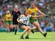 16 July 2022; Emma Troy of Meath in action against Nicole McLaughlin of Donegal during the TG4 All-Ireland Ladies Football Senior Championship Semi-Final match between Donegal and Meath at Croke Park in Dublin. Photo by Piaras Ó Mídheach/Sportsfile