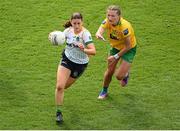 16 July 2022; Emma Troy of Meath in action against Tara Hegarty of Donegal during the TG4 All-Ireland Ladies Football Senior Championship Semi-Final match between Donegal and Meath at Croke Park in Dublin. Photo by Stephen McCarthy/Sportsfile