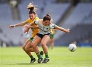 16 July 2022; Shauna Ennis of Meath in action against Niamh Hegarty of Donegal during the TG4 All-Ireland Ladies Football Senior Championship Semi-Final match between Donegal and Meath at Croke Park in Dublin. Photo by Piaras Ó Mídheach/Sportsfile