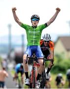 17 July 2022; Ben Askey, Backstedt Bike Performance, winning stage six of the Eurocycles Eurobaby Junior Tour 2022 in Clare. Photo by Stephen McMahon/Sportsfile