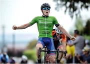 17 July 2022; Ben Askey, Backstedt Bike Performance, winning stage six of the Eurocycles Eurobaby Junior Tour 2022 in Clare. Photo by Stephen McMahon/Sportsfile