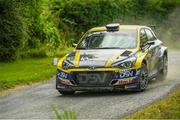 17 July 2022; Josh Moffett and Keith Moriarty in their  Hyundai i20 R5) during the Triton Showers National Rally Championship at Clonmel in Tipperary. Photo by Philip Fitzpatrick/Sportsfile